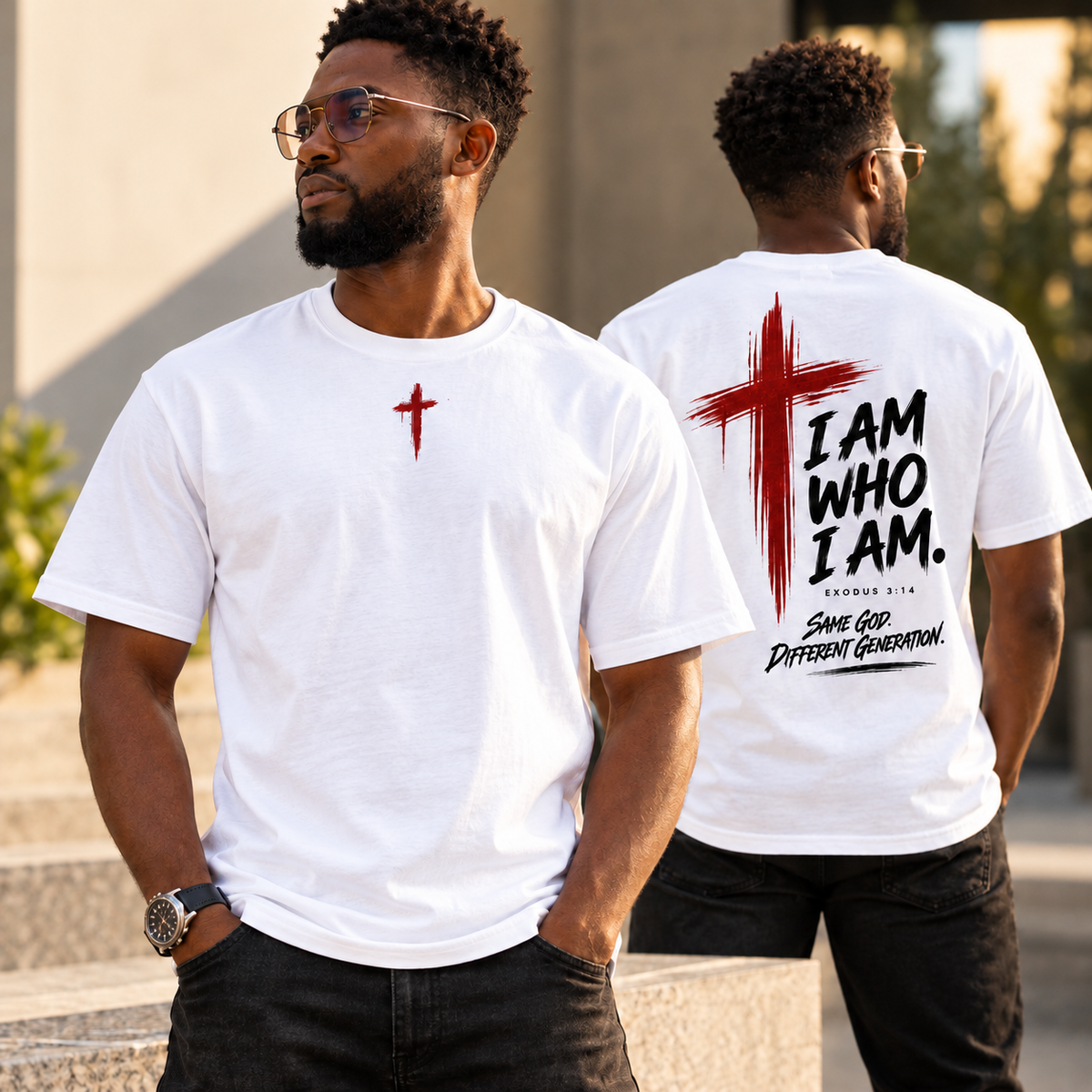 I AM WHO I AM — Crimson Classic Tee